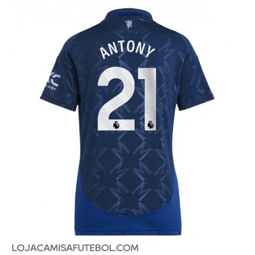 Camisa de Futebol Manchester United Antony #21 Equipamento Secundário Mulheres 2024-25 Manga Curta